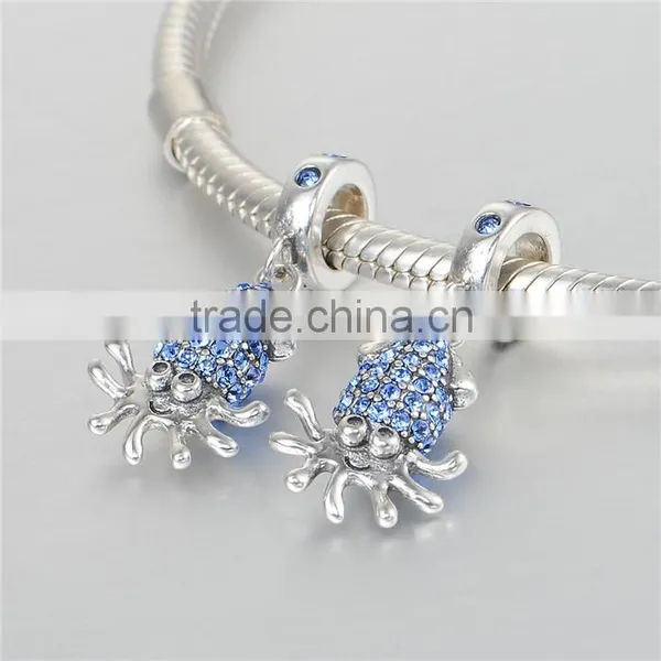 2016 Fashion Inkfish Sea Animal Pendants With Blue Rhinestones photo-4
