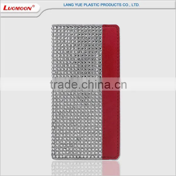 2 Card Slots Color Matching Full Diamond pu Leather Mobile Phone Case for Samsung s6 s7 Edge Plus photo-2