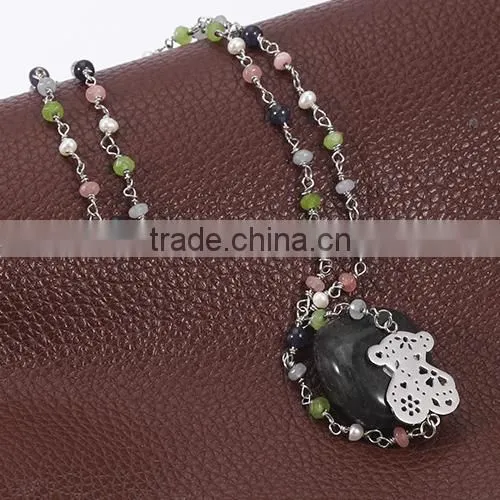 2016 Latest Beautiful Colorful Beads Teddy Bear Fancy Necklace for Lady photo-3