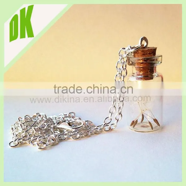- a Beautiful Present or a Gift for Yourself **** Handmade Decorative Mini Dandelion Wish Glass Bottle Necklace photo-2