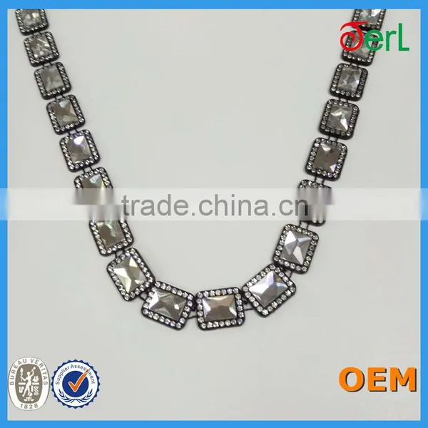 Wholesale Black Base Plastic and Glass Rhinestone Trims for Dress Decoration photo-3