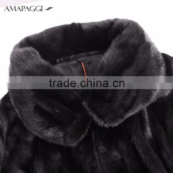 Wholesale Top Quality Black Slim Mink Womens Fur Coat From China photo-4