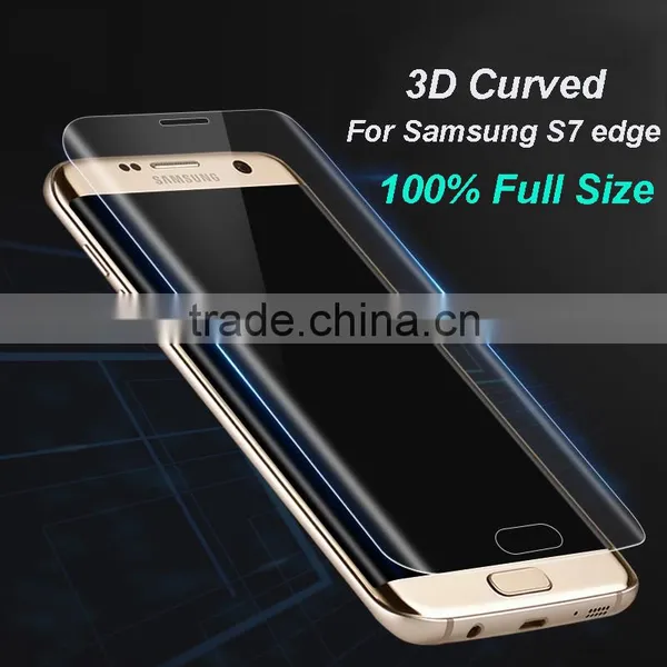 100% Full Size 3D Curved Transparence Tempered Glass Screen Portector for Samsung S7 EDGE