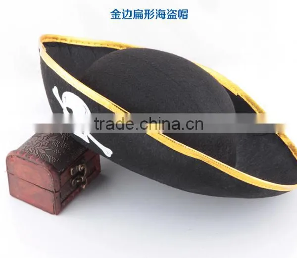 Cheap Promotional Black Gold Non-woven Pirate Hat and Mask photo-2