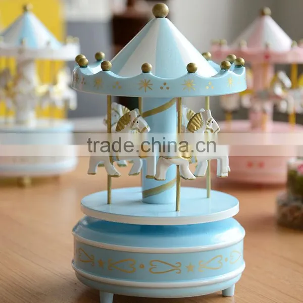 N533 Wooden Music Box Wooden Carousel Christmas Gift Decoration photo-4
