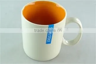 Cheap Stock 400ml Ceramic Stoneware Two-tone Square Colorful Coffee Cup Mug Wholesale photo-3