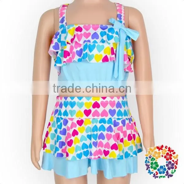 Baby 2 Piece Swimsuit Rainbow Heart Girls Bathing Suit photo-2