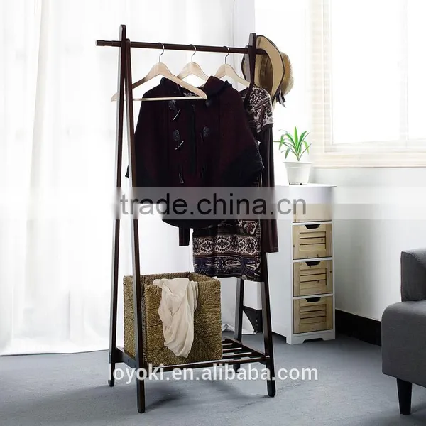 Wood Coat Rack Customizable Antique Wooden Valet Dress Hanging Stand Coat Rack photo-2