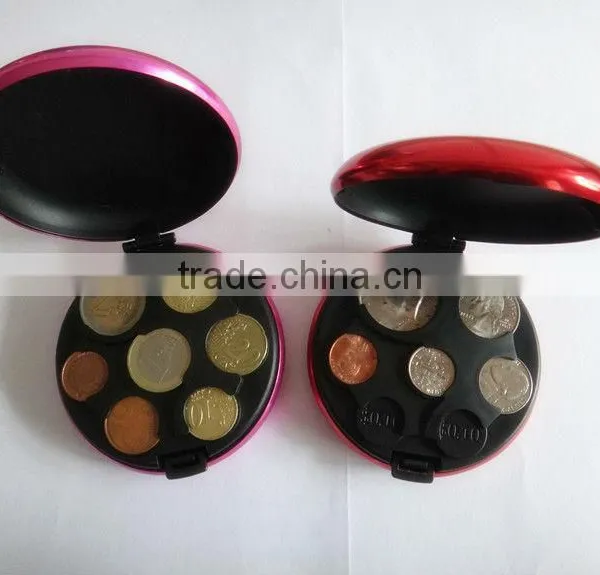 Promotional Aluminium EURO US Coins Holder Wallet