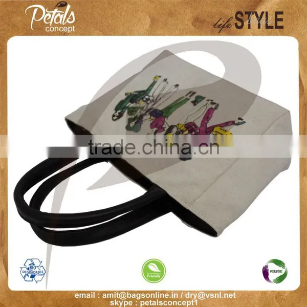 12 OZ Natural Canvas Tote Bag With Polyester Lining & With PU Padded Handles Bottom photo-5