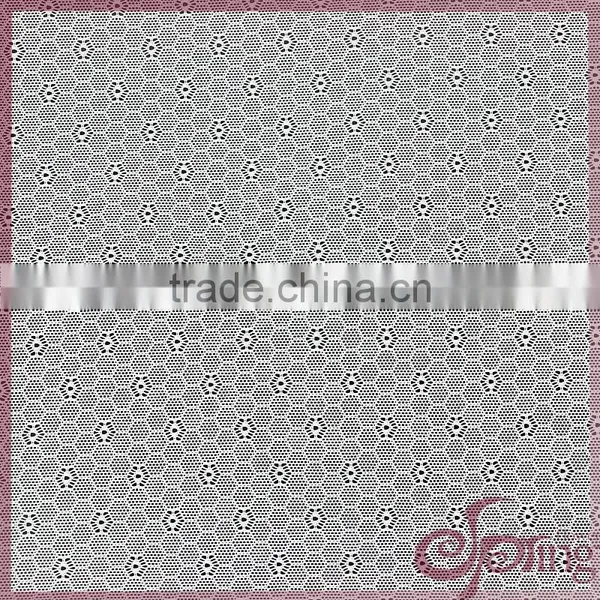 White Geometric Small Flower Elastic Lace Tricot Fabric, Decorative Bridal Lace Fabrics photo-2