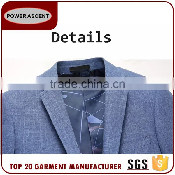 Wholesale Latest Design Royal Mens Fashion 2 Button Blue Suit Jacket Blazer With Sleeve Cuff photo-4
