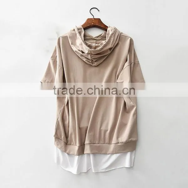 Wholesale Custom 80 Cotton 20 Polyester Women Pullover Short Sleeve Hoody photo-2