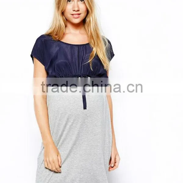 Maternity Clothing Mamalicious Contrast Jersey Dress