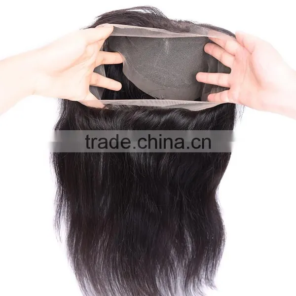 Top Good Quality Brazilian Hair 360 Lace Frontal Straight With Baby Hair Pieces For Black Women Customized Lace Frontal Band photo-2