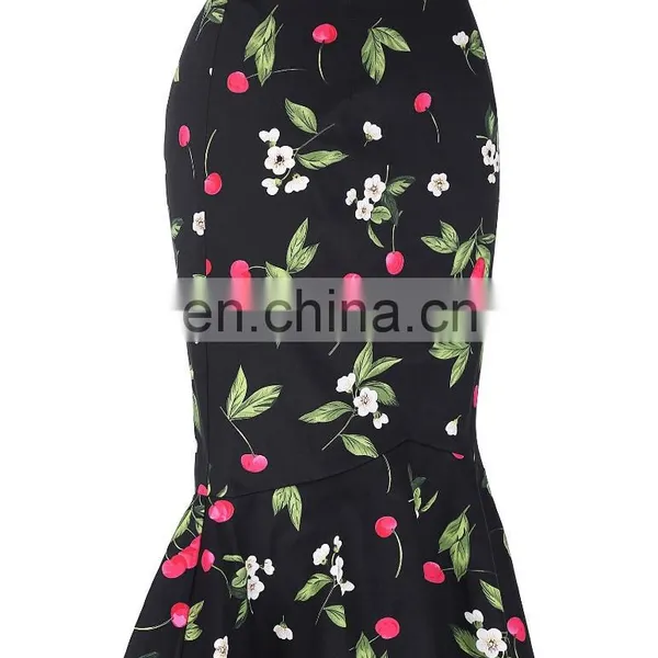 Kate Kasin Occident Women Fashion OL Causal Hips-Wrapped Mermaid Floral Print Tight Pencil Skirt KK000220-2 photo-2