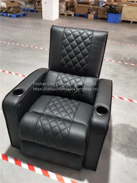 Black Leather Power Recliner Single Chair,home Theater Seating With Cupholder photo-3