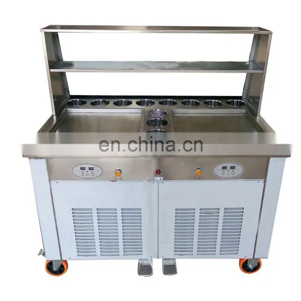 45CM * 2 Pan 11 Tank Ice Pan Fryer Roll Fried Ice Cream Machine Glass Shelving photo-3