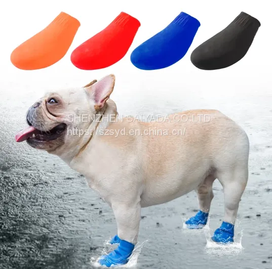 4 Pcs Waterproof Dog Shoes Pets Boots Socks For Small Dogs Cats Non Slip Rubber Rain Dog Shoes Socks for Outdoor Candy Colors photo-2