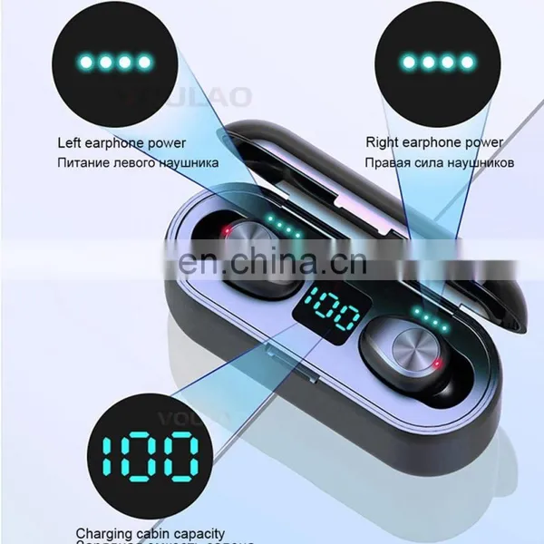 LED Display Headphone F9 TWS BT 5.0 Wireless Earbuds Earphone Auto Connect Sports Game Headset With Power Bank Charging Box I7s photo-5
