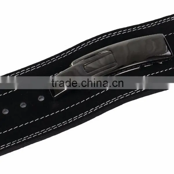 Professional Fitness Weightlifting Power Gym Belt Lever Genuine Leather Belt 4" Black Buckle New photo-2