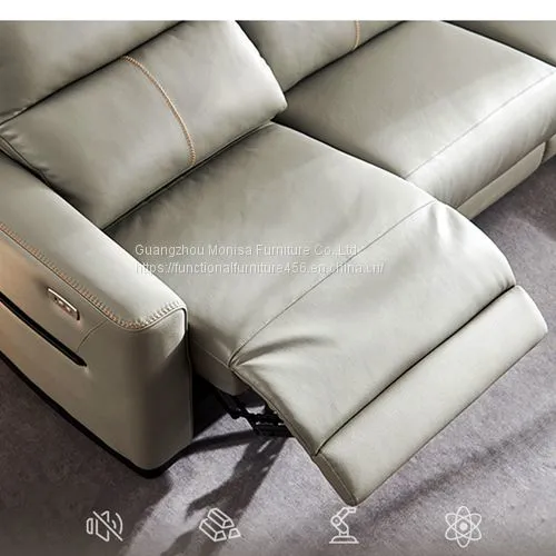 2022 Head Laminated Textured Cowhide Sofa Italian Minimalist Living Room Corner Function Sofa Modern Minimalist Leather Art Combination photo-5