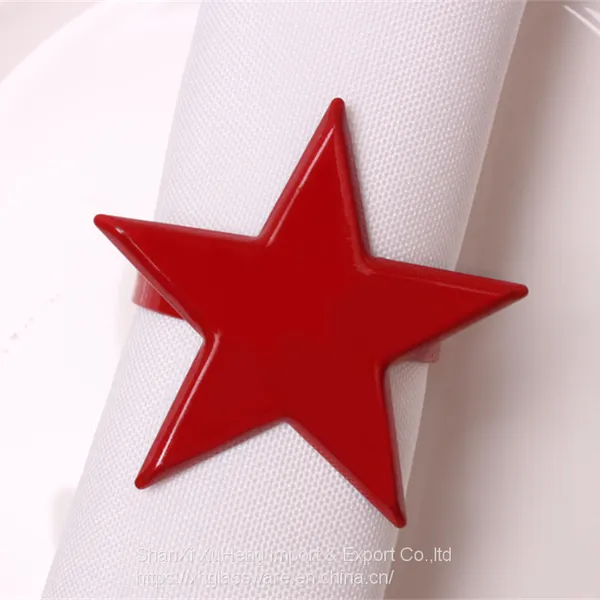 Rose Gold Silver Red White Colored Five-pointed Star Table Napkin Buckle Rings photo-3