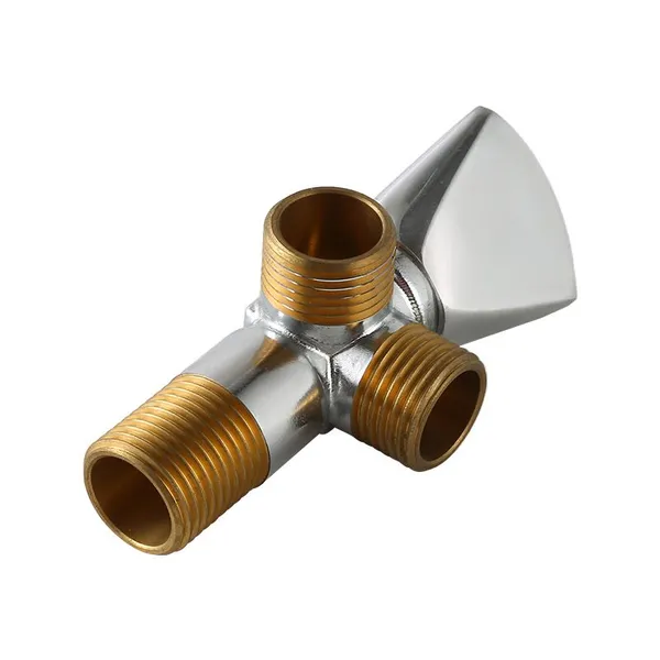 Two-Way Angle Valve Brass Polished and Chrome Plated for Sanitary Ware Pipe photo-5