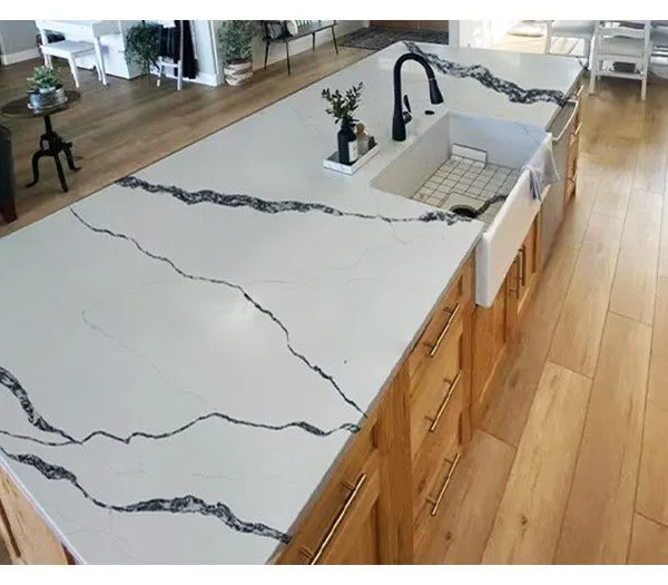 Code：6216，Calacatta Artificial Stone Quartz Slab Kitchen Countertops photo-3