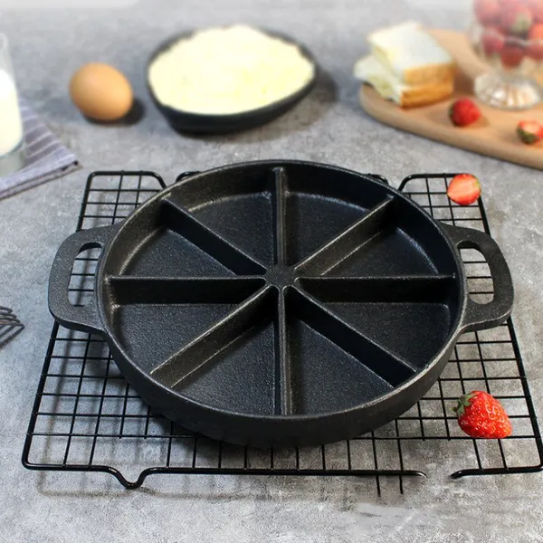 High Quality Oil Plant 8 Holes Pre-Seasoned Cast Iron Bakeware Pan Nonstick Cake Pan Custom With Handle photo-3