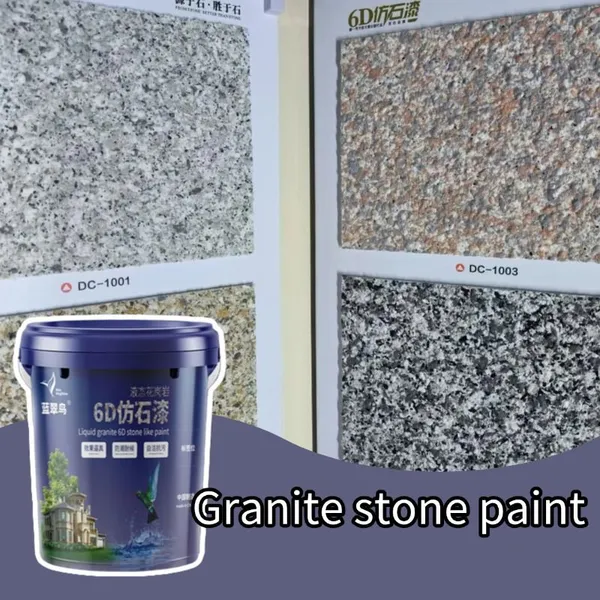 Blue Kingfisher New Form Exterior Wall Liquid Granite Stone Paint Strong Durability, Uniform Texture, Sufficient Stock photo-5