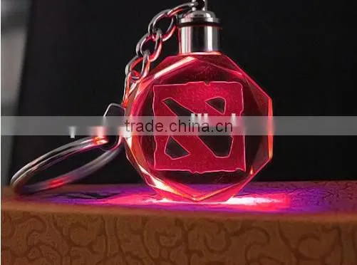 LED Key Chain Crystal 3D Laser Logo keychain chains