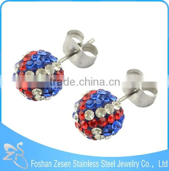 ZS20168 Surgical Steel Latest Stick Earring , CZ Crystal Ball Earring , Wholesale Crystal Beads Earring photo-3