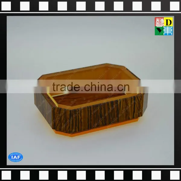 Acrylic Wooden Color Hexagon Bathroom Soap Dishes Dispenser