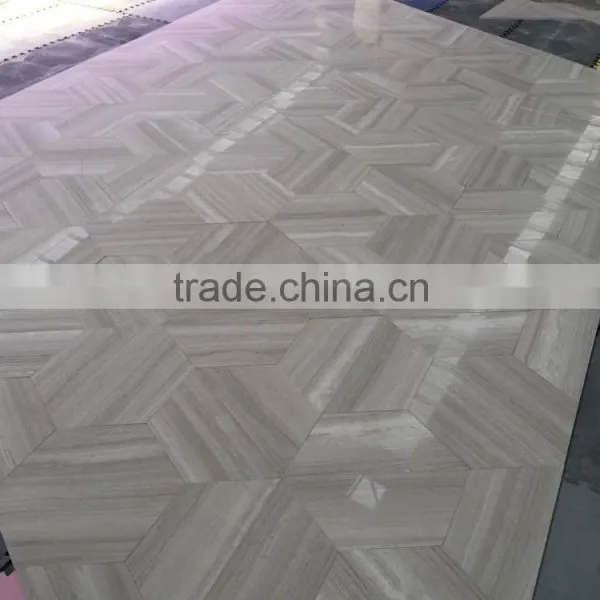 Chinese White Wooden Vein Marble Inlay