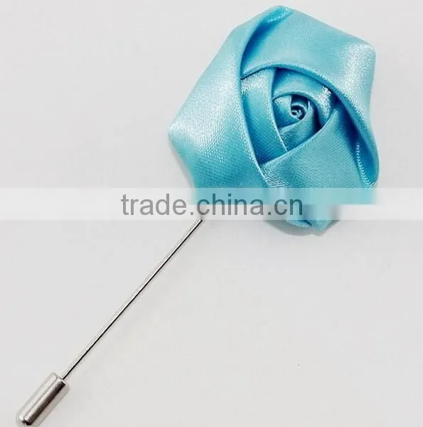 Silk Rose Flower Corsage Long Pin Brooch For Men's Suits Wedding Occasion photo-5