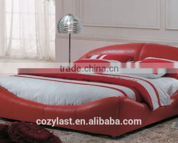 Red leather bed royal princess bed