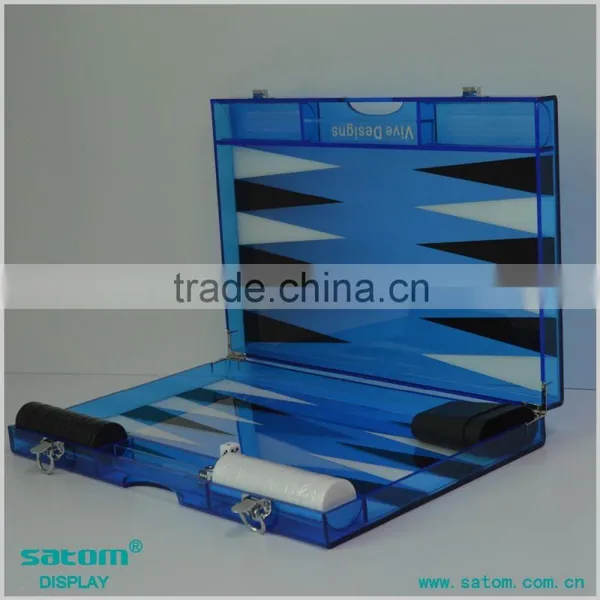 Silvery Color Board In Glass Backgammon Chess Game Set With Silvery And White Triangle photo-4