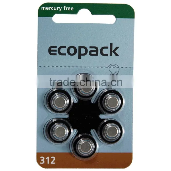 Ecopack 312 Hearing Aid Batteries, PR41