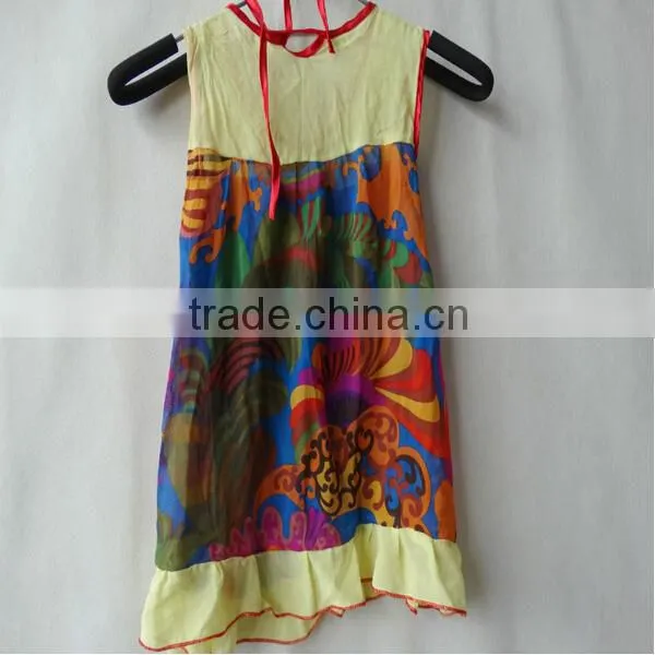 2015 Newest Style Fashion 100% Pure Minion Silk Dress for Children photo-2