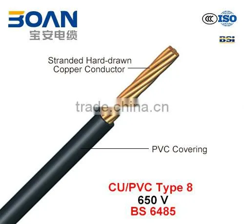 Cu/PVC Type8 PVC Covered Conductors for Overhead Power Lines 650V BS 6485
