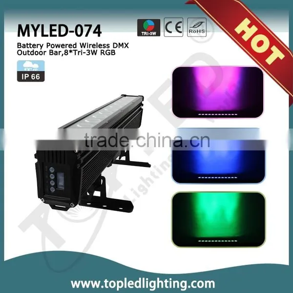 Remote Control 8*Tri-3W RGB Battery Wireless Bar Light DJ Light photo-3