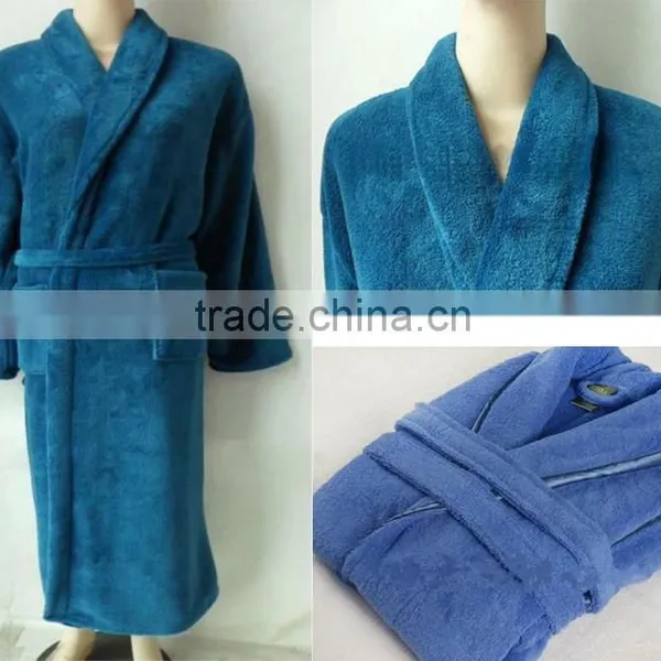 OKTEX 100 Approved Relaxed Fit Flannel Men's Bathrobe,100% Polyester Kimono Waffle Robe,bathrobe Fabric Coral Fleece Bathrobe photo-3
