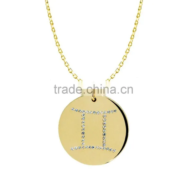 925 Silver/Brass Pandents Rose Gold/Yellow/Silver Plated With Genuine Crystal Customize Design 'Horoscope' for 'Gemini' photo-2
