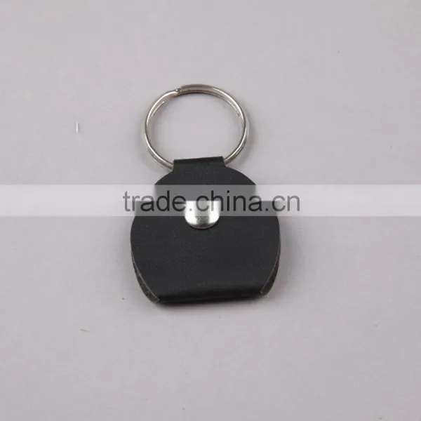 Promotional Blank Black Leather Pouch Key Chain With Nail Without Logo photo-3
