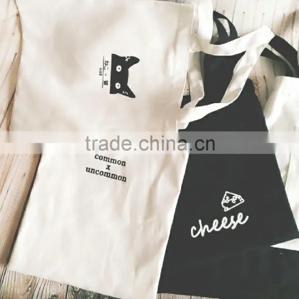 Cute Cat Portable Canvas Bag,Simple Black and White Canvas Bag photo-2