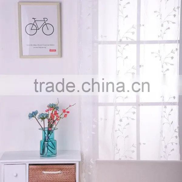 Factory Price Free Sample Simple Design Printing Embroidery Sheer Voile Curtain Fabric photo-2
