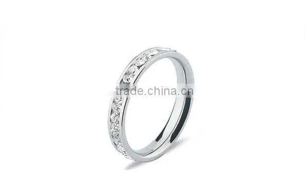 White Cubic Zirconia Eternity 316L Stainless Steel Wedding Band Ring for Lover photo-3