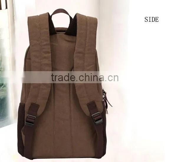 Khaki Vintage Canvas Backpack Wholesale photo-4