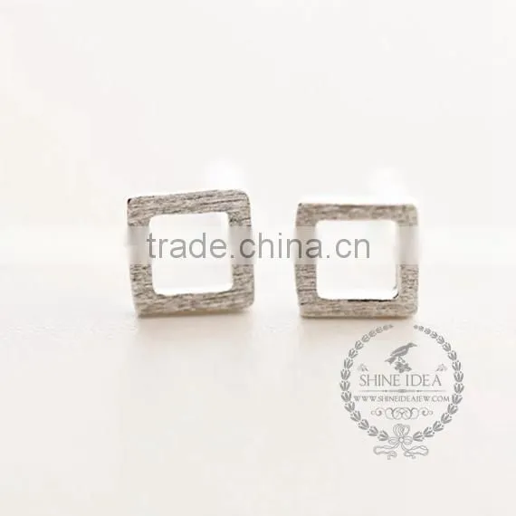 925 Sterling Solid Silver Hollow Triangle and Hollow Square Earring Stud Fashion Women Earrings 6730611 photo-3